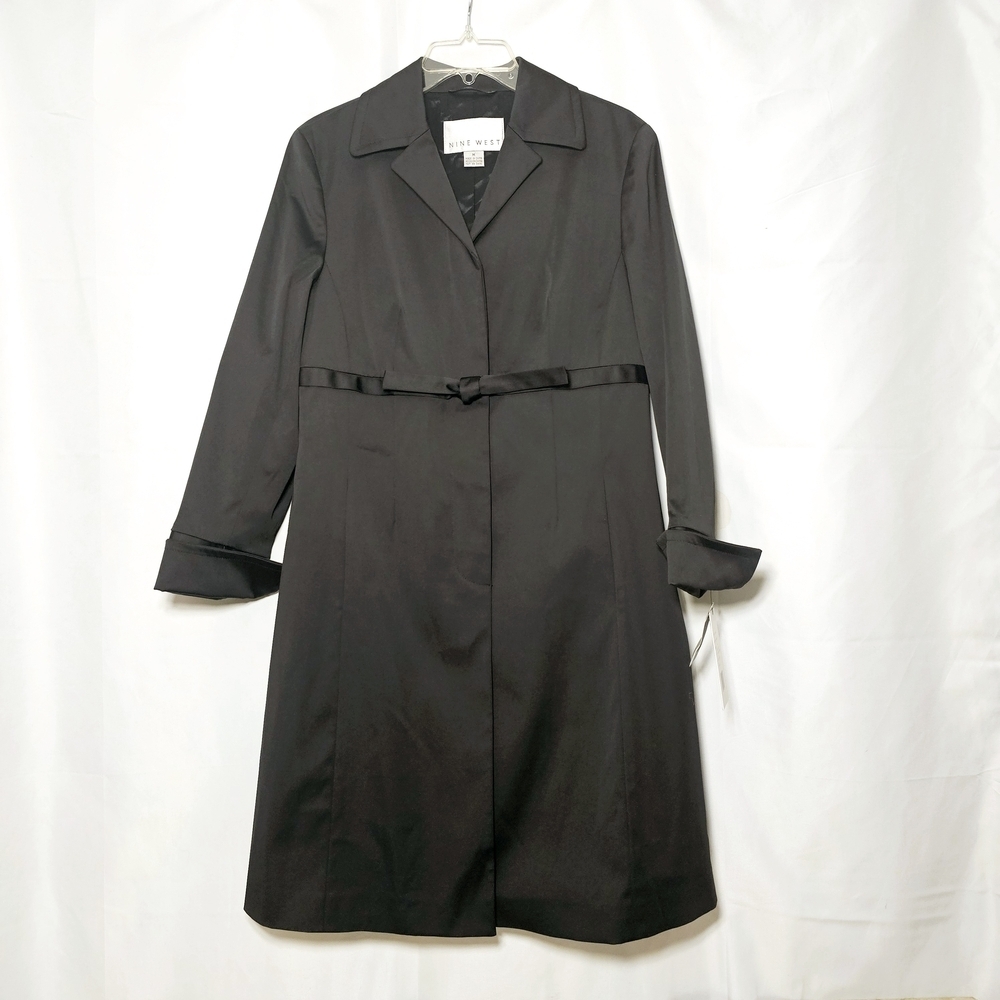 Nine West Womens Black Cotton/Poly Blend Empire Waist Jacket Coat Med